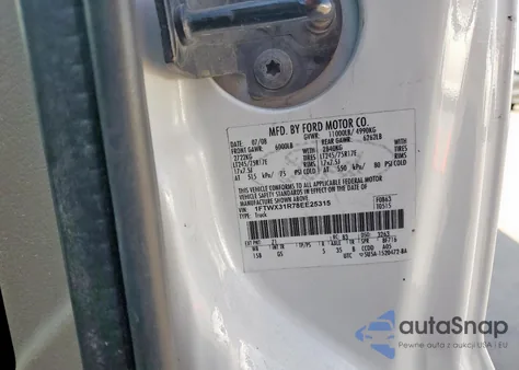 2008 Ford F350 Srw Super Duty from USA, damaged, VIN 1FTWX31R78EE25315